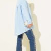 Stone Detail Cuff Button Shirt Blue groothandel shirt view 3 - Hicabistan Turkije fabriek