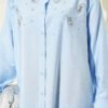 Stone Detail Cuff Button Shirt Blue groothandel shirt view 4 - Hicabistan Turkije fabriek