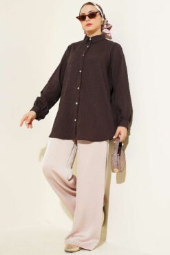 منظر بديل لـ Shoulder Lace Scarf Two-Piece Set Brown