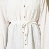 Stone Button Striped Textured Shirt Ecru all'ingrosso shirt view 4 - Hicabistan fabbrica Turchia