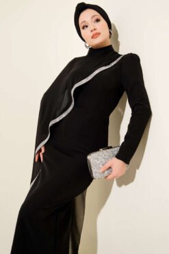 Vista alternativa de Tulle Cape Evening Dress Black