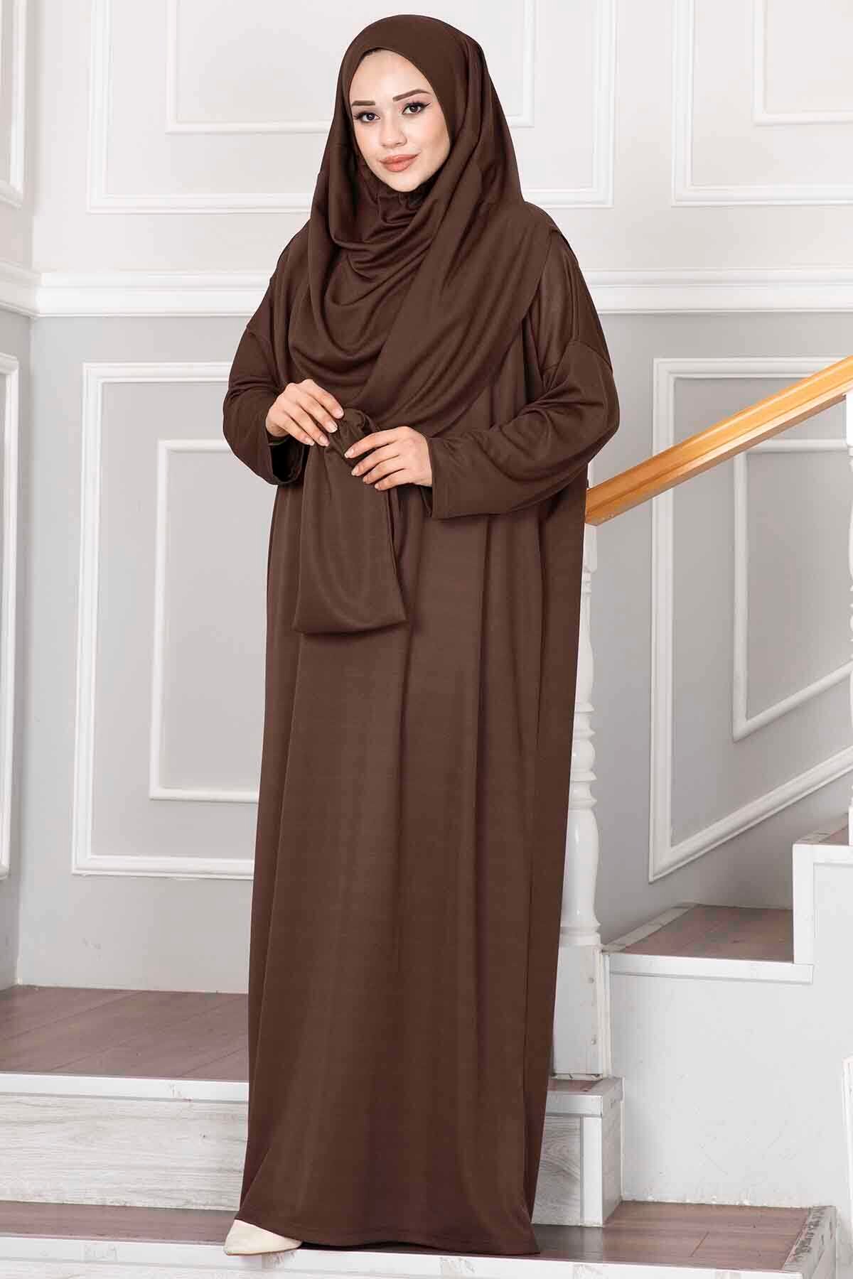 Modest Prayer Dress with Carrying Bag Brown