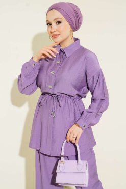 Vista alternativa di Stone-Embellished Tunic Set Lilac
