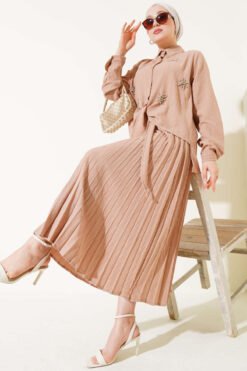 Beaded Front Tied Skirt Set
