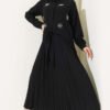 Beaded Front Tied Skirt Set Black