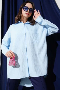 Single Pocket Striped Shirt Blue