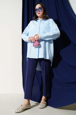 Alternative view of Single Pocket Striped Shirt Blue