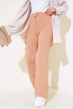 Single Button Side Panel Trousers Camel
