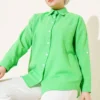 Single Chest Pocket Basic Shirt Green wholesale shirt view 2 - Hicabistan Turkey factory