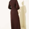 One-Shoulder Sequin Detail Evening Dress Brown al por mayor dress view 3 - Hicabistan fábrica Turquía