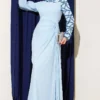 One-Shoulder Sequin Detail Evening Dress Blue