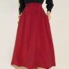 Tencel Pleated Skirt Burgundy Großhandel skirt - Hicabistan Türkei Fabrik