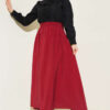 Tencel Pleated Skirt Burgundy Großhandel skirt view 2 - Hicabistan Türkei Fabrik