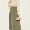 Tencel Pleated Skirt Khaki بالجملة skirt view 2 - Hicabistan مصنع تركيا
