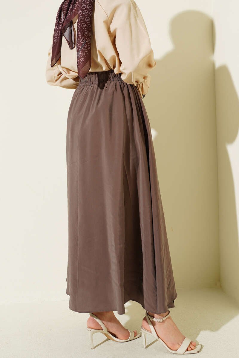 Tencel Pleated Skirt Mink wholesale skirt view 3 - Hicabistan Turkey factory