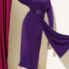 Belted Two-Piece Sandy Dress Purple بالجملة dress view 2 - Hicabistan مصنع تركيا