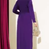 Belted Two-Piece Sandy Dress Purple بالجملة dress view 3 - Hicabistan مصنع تركيا