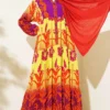 Tropical Pattern Half Button Dress Purple