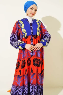 Alternative view of Tropical Pattern Half Button Dress