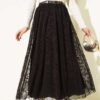 Tulle Flower Belted Skirt Brown all'ingrosso skirt - Hicabistan fabbrica Turchia