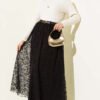 Tulle Flower Belted Skirt Brown all'ingrosso skirt view 2 - Hicabistan fabbrica Turchia
