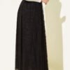 Tulle Flower Belted Skirt Brown all'ingrosso skirt view 3 - Hicabistan fabbrica Turchia