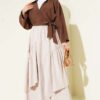 Three Ruffled Skirt Beige wholesale skirt view 2 - Hicabistan Turkey factory