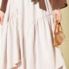 Three Ruffled Skirt Beige wholesale skirt view 4 - Hicabistan Turkey factory