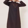 Long Model Classic Collar Tunic Brown