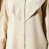 Shirt with V Detail Beige wholesale shirt view 4 - Hicabistan Turkey factory