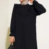 V Ruffle Shirt Black