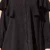 Ruffled Modal Oversized Shirt Black wholesale shirt view 4 - Hicabistan Turkey factory