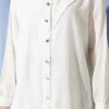 V Panel Stone Embellished Shirt Ecru wholesale shirt view 4 - Hicabistan Turkey factory