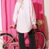 V Panel Stone Embellished Shirt Pink wholesale shirt view 3 - Hicabistan Turkey factory