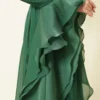 Ruffled Draped Evening Dress Emerald wholesale dress view 4 - Hicabistan Turkey factory