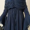 Ruffled Draped Evening Dress Navy Blue en gros dress view 4 - Hicabistan usine Turquie
