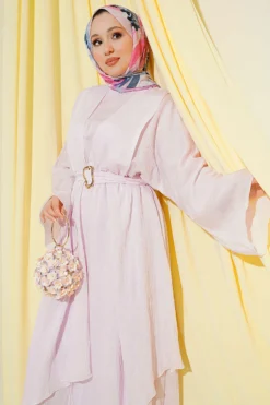 Alternative view of Dress with Ruffle Details and Belt Pink