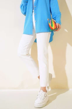 High Waist Straight Leg Jeans White