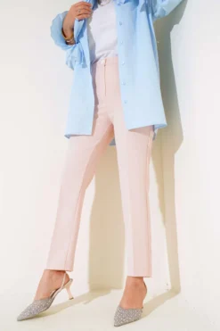 Alternative view of High Waist Fabric Trousers Powder Pink