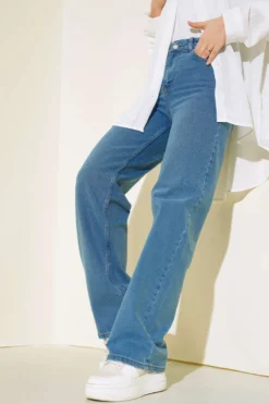 Alternative view of High Waist Palazzo Denim Pants Blue