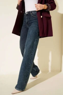 High Waist Palazzo Denim Pants Green