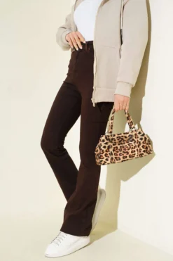 High Waist Flared Pants Brown