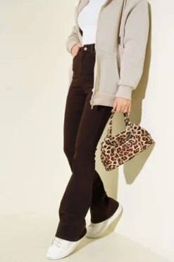 Alternative view of High Waist Flared Pants Brown