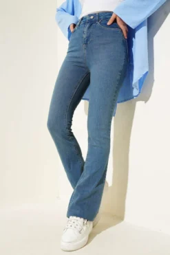 High Waist Flared Pants Blue
