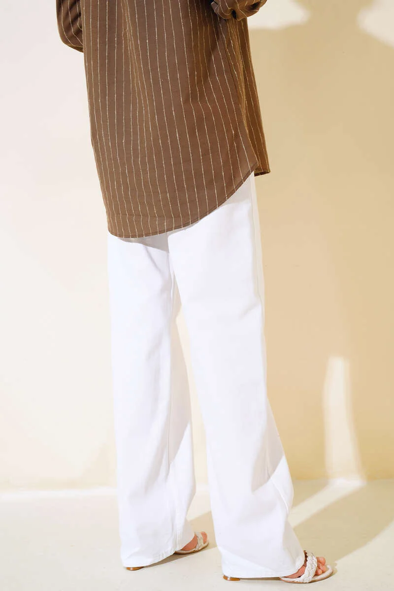 High Waist Palazzo Pants White - Image 3