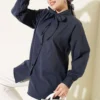 Shirt with Neck Tie Detail Navy Blue groothandel shirt - Hicabistan Turkije fabriek