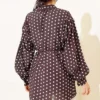 Tie-Neck Polka Dot Shirt Brown en gros shirt view 3 - Hicabistan usine Turquie