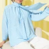 Tie-Neck Polka Dot Tunic Blue