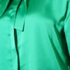 Tie-Neck Satin Shirt Green all'ingrosso shirt view 4 - Hicabistan fabbrica Turchia