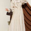 Tie Neck Ruffled Dress Beige Großhandel dress - Hicabistan Türkei Fabrik